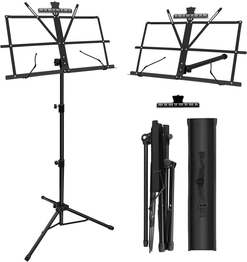 DkOvn 1 Pack Music Stand, with Music Sheet Clip Holder & Carrying Bag - Image 1